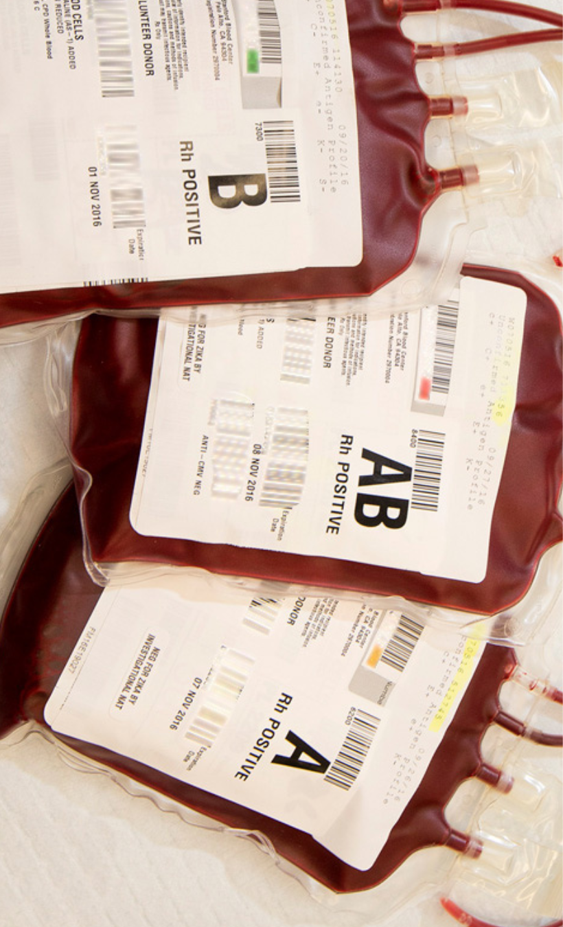 Blood bags for transfusion